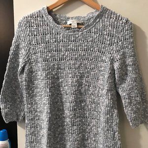 3/4 Sleeve Christopher & Banks Scallop Neck Sweater - Blue/White